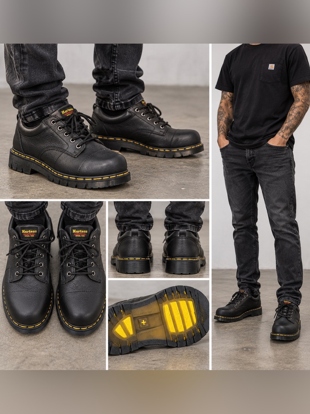 Dr. Martens Black Leather STEEL TOE WORK SHOES